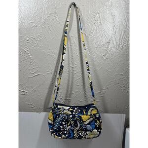 Vera Bradley Ellie Blue Purse Tote Handbag Blue Yellow & Wallet Wristlet Set
